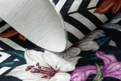 ANDRE 2300 Waschteppich Blumen, ZigZag vintage Anti-Rutsch - schwarz / weiß