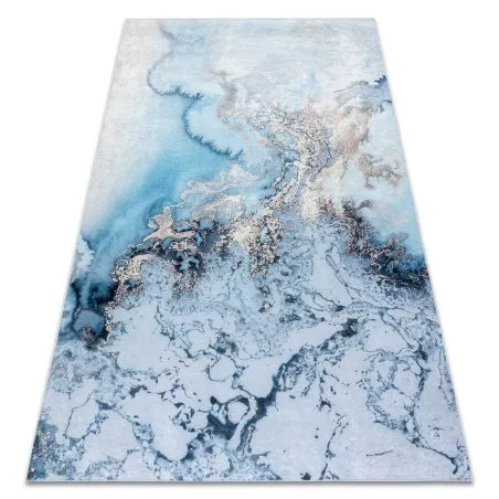 ANDRE 2248 Waschteppich Marmor , Anti-Rutsch - blau