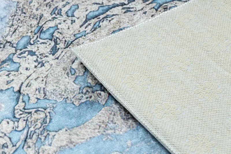 ANDRE 2248 Waschteppich Marmor , Anti-Rutsch - blau