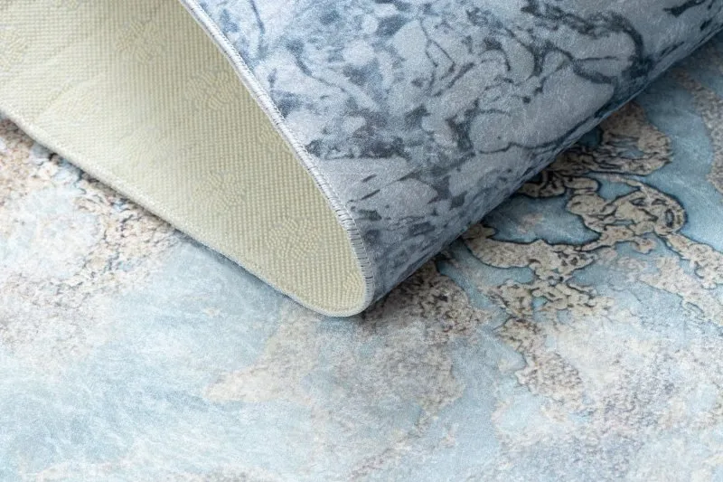 ANDRE 2248 Waschteppich Marmor , Anti-Rutsch - blau
