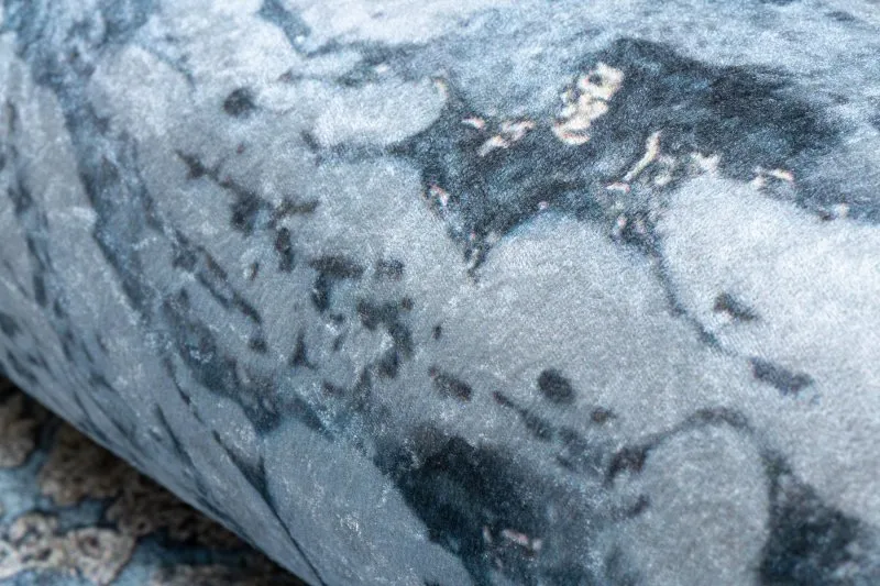 ANDRE 2248 Waschteppich Marmor , Anti-Rutsch - blau