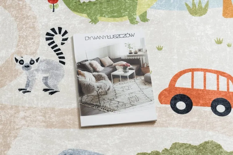 BAMBINO 1165 Waschteppich Zoo für Kinder Anti-Rutsch - beige