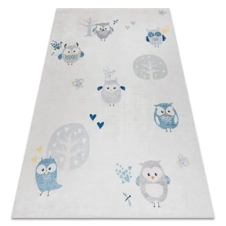 BAMBINO 1161 Waschteppich Eulen für Kinder Anti-Rutsch - grau