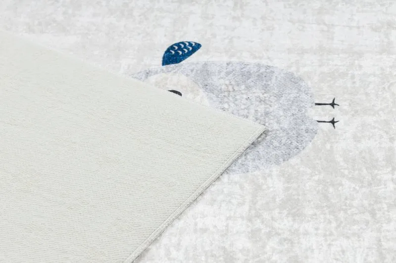 BAMBINO 1161 Waschteppich Eulen für Kinder Anti-Rutsch - grau