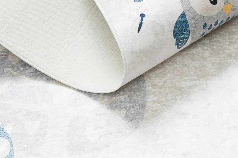BAMBINO 1161 Waschteppich Eulen für Kinder Anti-Rutsch - grau