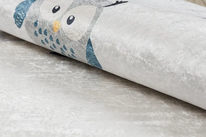 BAMBINO 1161 Waschteppich Eulen für Kinder Anti-Rutsch - grau