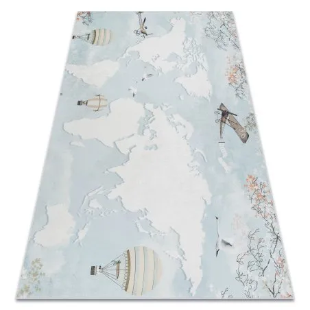 BAMBINO 1163 Waschteppich Weltkarte, welt für Kinder Anti-Rutsch - blau