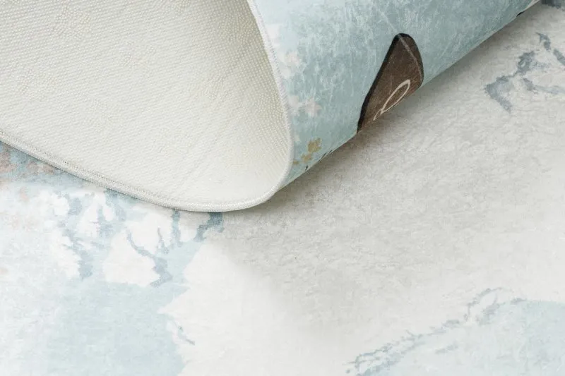 BAMBINO 1163 Waschteppich Weltkarte, welt für Kinder Anti-Rutsch - blau
