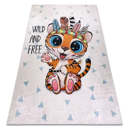 BAMBINO 1960 Waschteppich Tiger, Indianer für Kinder Anti-Rutsch - weiß