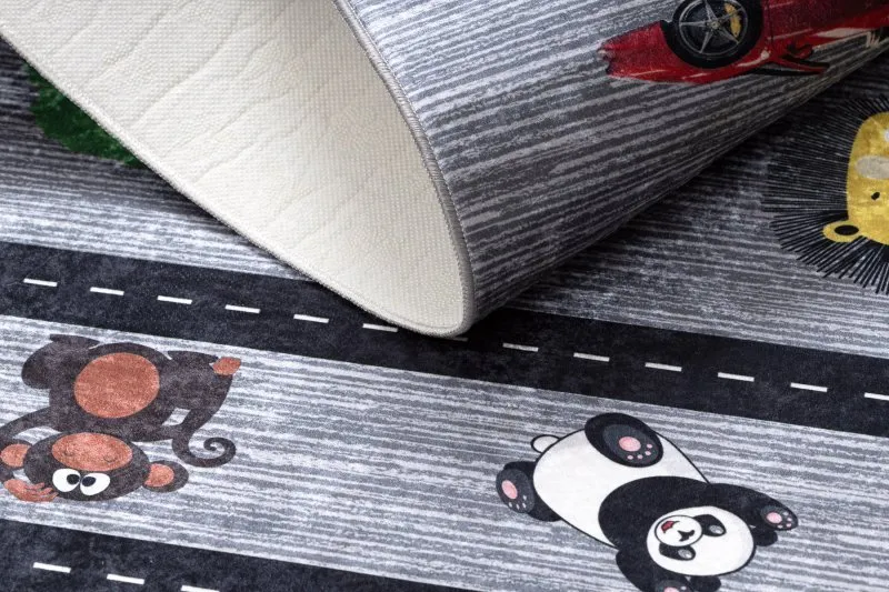 BAMBINO 2092 Waschteppich Straßen, Autos für Kinder Anti-Rutsch - anthrazit