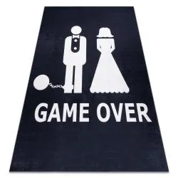 Waschbarer Teppich BAMBINO 'Game over' Hochzeit, Junggesellenabschied, rutschfest - schwarz