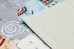 BAMBINO 2160 Waschteppich Indianerdorf, Tiere für Kinder Anti-Rutsch - grau