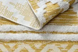 Teppich ÖKO SISAL BOHO MOROC Diamanten 22297 Franse - zwei Ebenen aus Vlies gelb / creme, recycelter Teppich