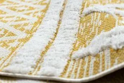 Teppich ÖKO SISAL BOHO MOROC Diamanten 22297 Franse - zwei Ebenen aus Vlies gelb / creme, recycelter Teppich