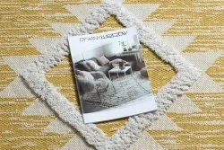 Teppich ÖKO SISAL BOHO MOROC Diamanten 22312 Franse - zwei Ebenen aus Vlies gelb / creme, recycelter Teppich