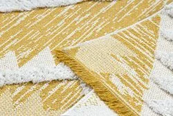 Teppich ÖKO SISAL BOHO MOROC Diamanten 22312 Franse - zwei Ebenen aus Vlies gelb / creme, recycelter Teppich
