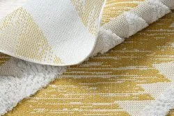 Teppich ÖKO SISAL BOHO MOROC Diamanten 22312 Franse - zwei Ebenen aus Vlies gelb / creme, recycelter Teppich