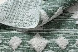 Teppich ÖKO SISAL BOHO MOROC Etno Zigzag 22319 Franse - zwei Ebenen aus Vlies grün / creme, recycelter Teppich