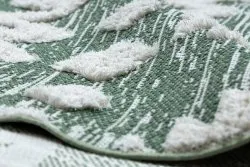 Teppich ÖKO SISAL BOHO MOROC Etno Zigzag 22319 Franse - zwei Ebenen aus Vlies grün / creme, recycelter Teppich