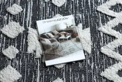 Teppich ÖKO SISAL BOHO MOROC Etno Zigzag 22319 Franse - zwei Ebenen aus Vlies grau / creme, recycelter Teppich