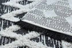 Teppich ÖKO SISAL BOHO MOROC Etno Zigzag 22319 Franse - zwei Ebenen aus Vlies grau / creme, recycelter Teppich