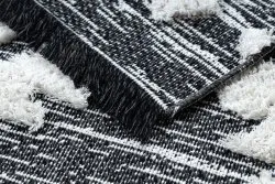 Teppich ÖKO SISAL BOHO MOROC Etno Zigzag 22319 Franse - zwei Ebenen aus Vlies grau / creme, recycelter Teppich