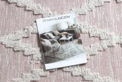 Teppich ÖKO SISAL BOHO MOROC Diamanten 22297 Franse - zwei Ebenen aus Vlies rosa / creme, recycelter Teppich