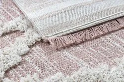 Teppich ÖKO SISAL BOHO MOROC Diamanten 22297 Franse - zwei Ebenen aus Vlies rosa / creme, recycelter Teppich