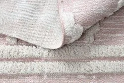 Teppich ÖKO SISAL BOHO MOROC Diamanten 22297 Franse - zwei Ebenen aus Vlies rosa / creme, recycelter Teppich