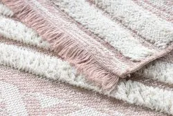 Teppich ÖKO SISAL BOHO MOROC Diamanten 22297 Franse - zwei Ebenen aus Vlies rosa / creme, recycelter Teppich