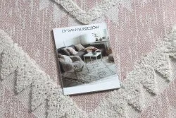 Teppich ÖKO SISAL BOHO MOROC Diamanten 22312 Franse - zwei Ebenen aus Vlies rosa / creme, recycelter Teppich
