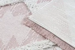 Teppich ÖKO SISAL BOHO MOROC Diamanten 22312 Franse - zwei Ebenen aus Vlies rosa / creme, recycelter Teppich
