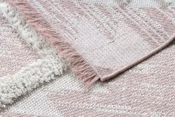 Teppich ÖKO SISAL BOHO MOROC Diamanten 22312 Franse - zwei Ebenen aus Vlies rosa / creme, recycelter Teppich