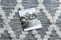 Teppich ÖKO SISAL BOHO MOROC Diamanten 22297 Franse - zwei Ebenen aus Vlies grau / creme, recycelter Teppich