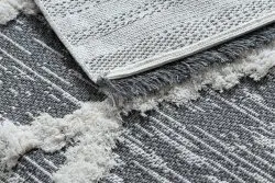 Teppich ÖKO SISAL BOHO MOROC Diamanten 22297 Franse - zwei Ebenen aus Vlies grau / creme, recycelter Teppich