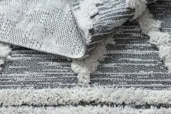 Teppich ÖKO SISAL BOHO MOROC Diamanten 22297 Franse - zwei Ebenen aus Vlies grau / creme, recycelter Teppich