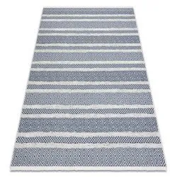 Teppich ÖKO SISAL BOHO MOROC Linien Franse - zwei Ebenen aus Vlies creme / dunkelblau, recycelter Teppich