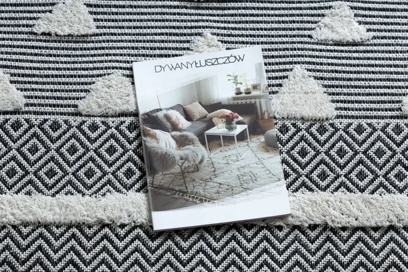 Teppich ÖKO SISAL BOHO MOROC Geometrisch 22321 Franse - zwei Ebenen aus Vlies creme / grau, recycelter Teppich