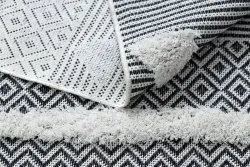 Teppich ÖKO SISAL BOHO MOROC Geometrisch 22321 Franse - zwei Ebenen aus Vlies creme / grau, recycelter Teppich