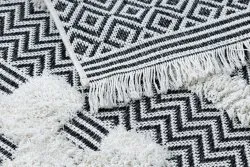 Teppich ÖKO SISAL BOHO MOROC Geometrisch 22321 Franse - zwei Ebenen aus Vlies creme / grau, recycelter Teppich