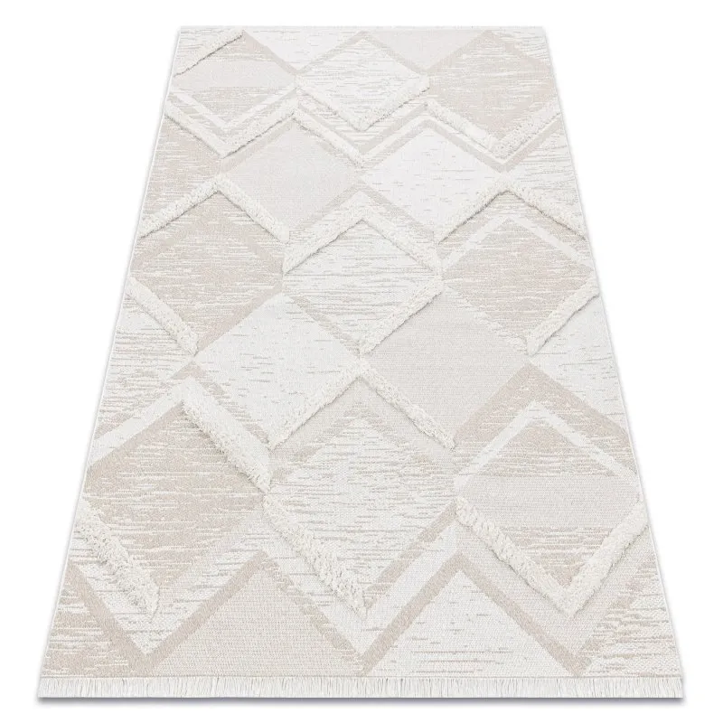Teppich ÖKO SISAL MOROC 22314 Rauten, Zickzack, boho Franse - strukturell beige / creme