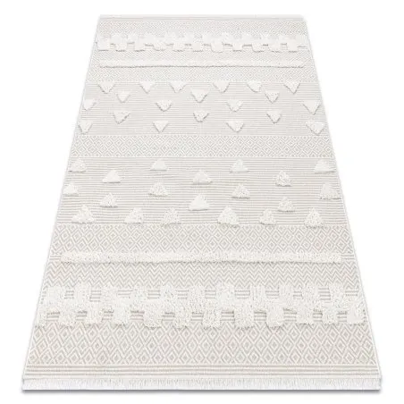 Teppich ÖKO SISAL MOROC 22321 Dreiecke, Zickzack boho Franse - strukturell beige / creme