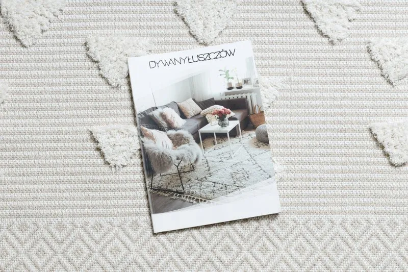 Teppich ÖKO SISAL MOROC 22321 Dreiecke, Zickzack boho Franse - strukturell beige / creme