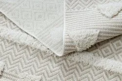 Teppich ÖKO SISAL MOROC 22321 Dreiecke, Zickzack boho Franse - strukturell beige / creme