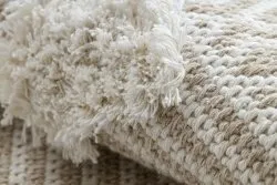 Teppich ÖKO SISAL MOROC 22321 Dreiecke, Zickzack boho Franse - strukturell beige / creme