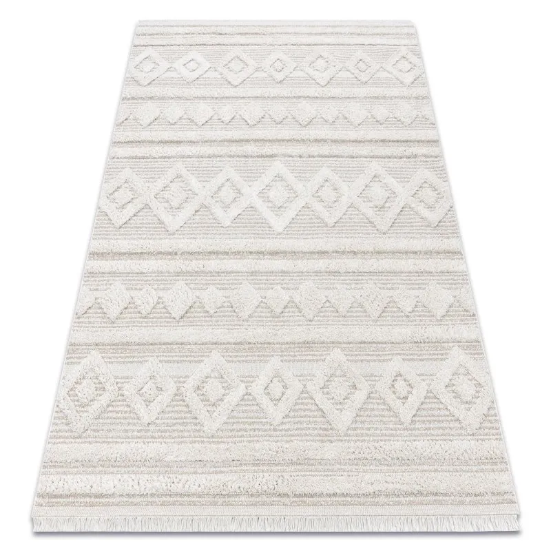 Teppich ÖKO SISAL MOROC 22322 Rauten, Linien, boho Franse - strukturell beige / creme