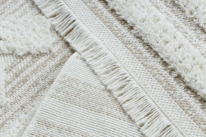 Teppich ÖKO SISAL MOROC 22322 Rauten, Linien, boho Franse - strukturell beige / creme