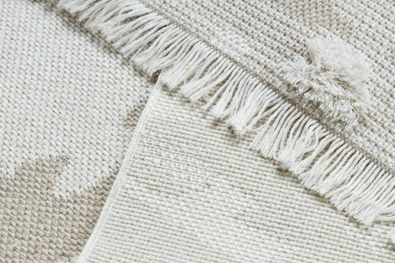 Teppich ÖKO SISAL MOROC 22331 Abstraktion boho Franse - strukturell beige / creme