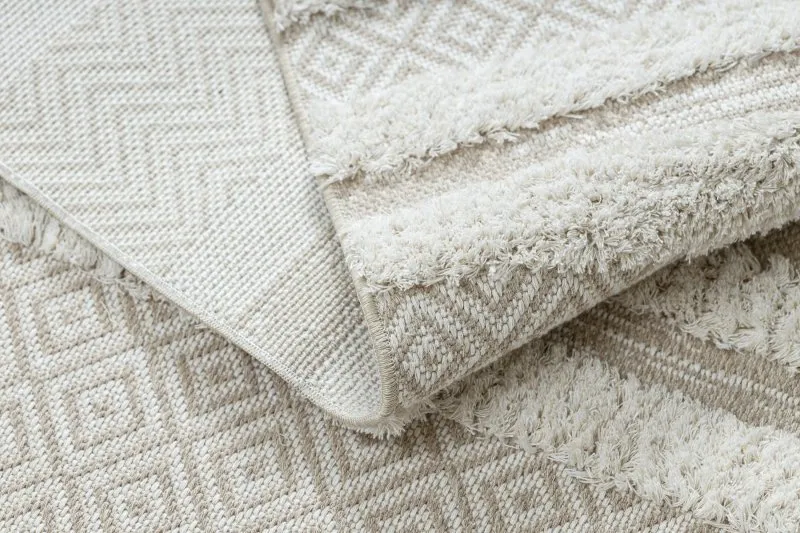 Teppich ÖKO SISAL MOROC 22329 Zickzack, Linien boho Franse - strukturell beige / creme