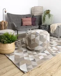 Teppich CASA ÖKO SISAL Boho Dreiecke 2816 sahne / taupe